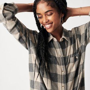 Faherty Legend Sweater Shirt, Tan Charcoal Check, L